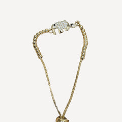 18K Gold-Plated Crystal Elephant Adjustable Beaded Slider Bracelet