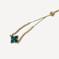 18K Gold-Plated White Clover Adjustable Beaded Slider Bracelet
