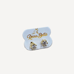 Luxury Round-Cut Crystal Crown Stud Earrings