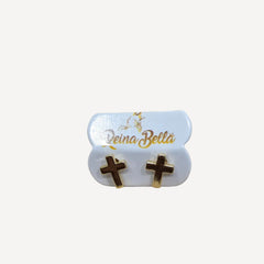 Luxury Minimalist Gold-Toned Cross Stud Earrings