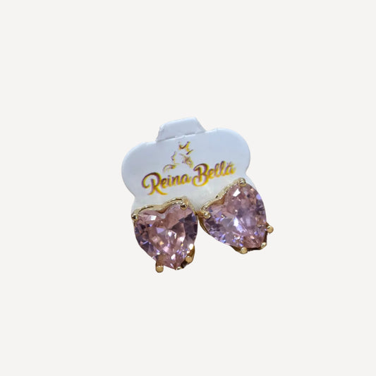 Luxury Heart-Cut Pink Crystal Stud Earrings
