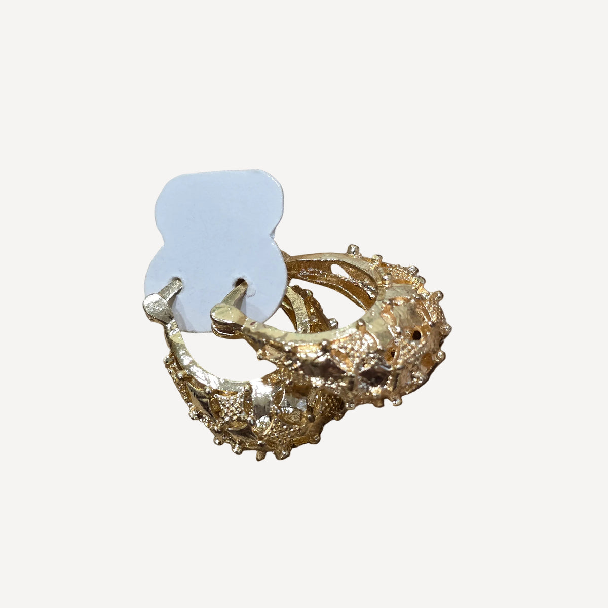 Luxury Textured Star Filigree Chunky Hoop Earrings