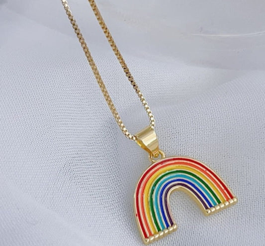 Collar Arcoíris Esmaltado - Baño de Oro 18k